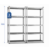Reibii 5-Tier Galvanized PP Storage Racks for Kitchen, Pantry, Garage, Warehouse – Heavy Duty Metal Shelf Organizer