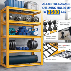 REIBII 72"H Metal Garage Shelving , 2500 LBS Adjustable Industrial Metal Storage Shelves