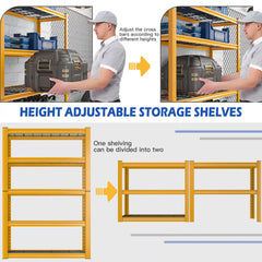 REIBII 72"H Metal Garage Shelving , 2500 LBS Adjustable Industrial Metal Storage Shelves
