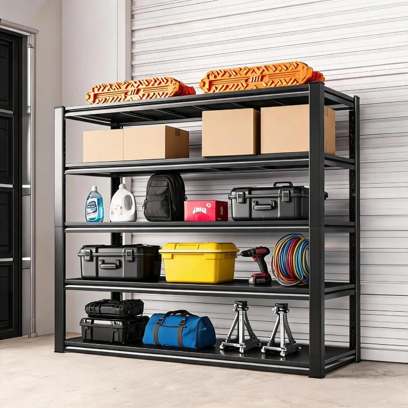 Organize tools, storage bins, tires, equipment, and supplies with these garage storage shelves.