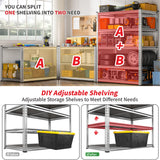 Reibii 5-Tier Galvanized PP Storage Racks for Kitchen, Pantry, Garage, Warehouse – Heavy Duty Metal Shelf Organizer
