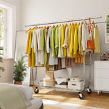 Raybee 75" W x 68"H Clothes Rack with Wheels, 630LBS Heavy Duty Commercial Garment Rack,Double Rolling Clothes Rack For Bedroom