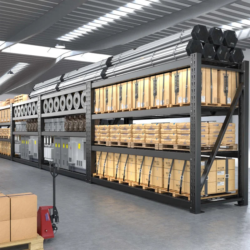REIBII 77.2" W Freestanding Bulk Storage Rack with Steel Wire Decking and 4 Shelves