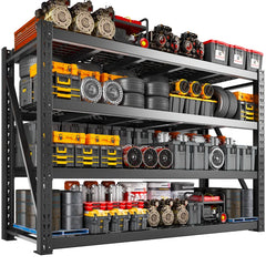 REIBII 77.2" W Freestanding Bulk Storage Rack with Steel Wire Decking and 4 Shelves