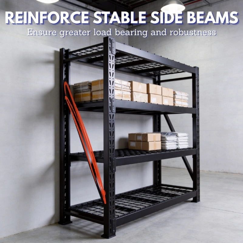 REIBII 77.2" W Industrial Heavy-Duty Garage Shelving,4-Tier Adjustable Steel Storage Shelves for Garage,Warehouse,Basement