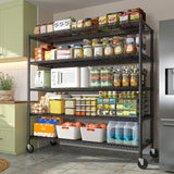 REIBII 55.5"W Wire Shelving Unit With Wheels, 2998Lbs Metal Garage Shelves Adjustable, Wire Shelving Rack for Pantry Kitchen Basement