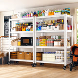 REIBII 59.8"H 4-Tier Rolling Metal Shelving Rack 530LBS Adjustable Shelving Units for Pantry, Kitchen, Basement