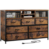 7 Drawers Dresser TV Stand With Power Outlet