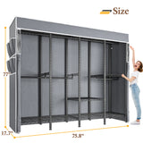 Raybee 76"W Heavy Duty Clothes Rack with Cover,1150LBS Wardrobe Closet,Adjustable Portable Closet for Bedroom