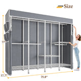 Raybee 76"W Heavy Duty Clothes Rack with Cover,1150LBS Wardrobe Closet,Adjustable Portable Closet for Bedroom