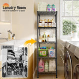 Reibii Metal Wire Rack Shelving for Small Space, 53"H x 15.8"W Adjustable Storage Rack for Kithcen Pantry Laundry
