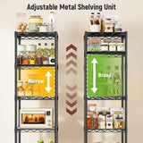 Reibii Metal Wire Rack Shelving for Small Space, 53"H x 15.8"W Adjustable Storage Rack for Kithcen Pantry Laundry