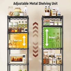 Reibii Metal Wire Rack Shelving for Small Space, 53"H x 15.8"W Adjustable Storage Rack for Kithcen Pantry Laundry