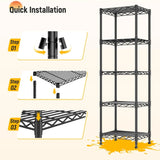 Reibii Metal Wire Rack Shelving for Small Space, 53"H x 15.8"W Adjustable Storage Rack for Kithcen Pantry Laundry