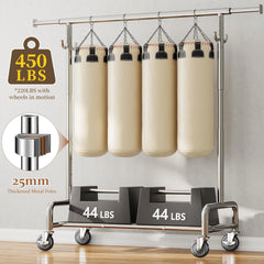 Raybee Heavy-Duty Rolling Clothes Rack, 75" Extra Wide 67"H Garment Rack with Shelf & 4 Side Hooks | 450LBS Capacity, Extendable Hanging Bar, 360° Lockable Casters, Side Hooks