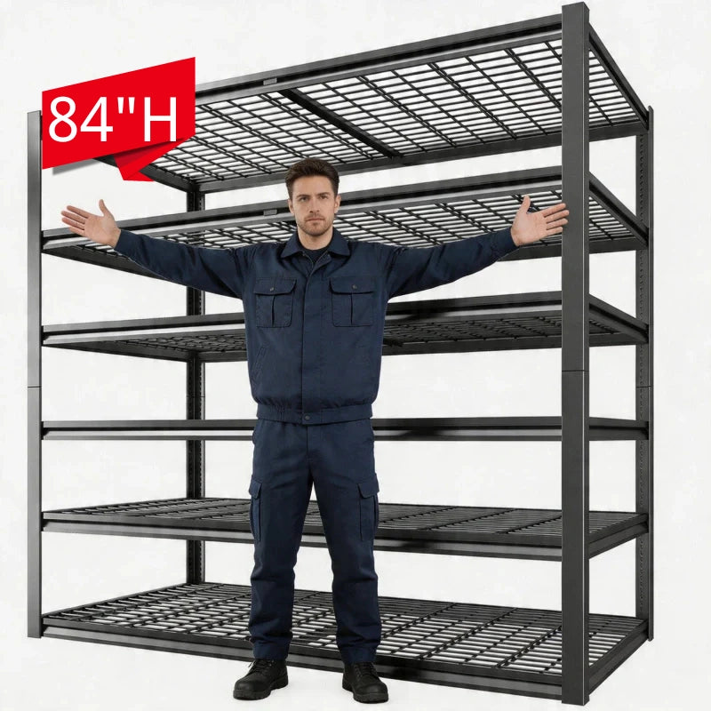 REIBII 55.2"W x 26"D 6-Tier Storage Shelves For Garage, 3500LBS Adjustable Heavy Duty Shelving Units for Basement, Warehouse, Workshop
