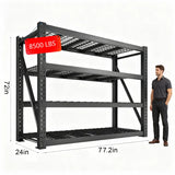REIBII Storage Shelves 77.2"W 4-Shelf Industrial Storage Rack 8500LBS Shelves with Metal Heavy Duty Adjustable Shelving for Warehouse, Industrial, basement, Laboratory