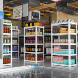 REIBII 5 Tier Laminated Metal Shelving Unit Adjustable Storage Utility Rack Heavy Duty Shelves for Kitchen Garage Pantry
