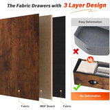 50" TV  Stand  Dresser for Bedroom with 5 Fabric Drawers and Wood Open Shelves for Living Room, Entryway, Closet