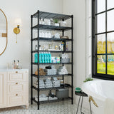Reibii 8-Tier Wire Shelving Storage Rack, Adjustable Metal Shelving Unit, 1200LBS Capacity, Strong Coating, Plastic Foot Pads, 2-Way Use for Kitchen, Office & Commercial Use