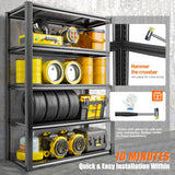 REIBII 32"W Garage Shelving Heavy Duty, 2000lbs Adjustable Garage Storage Shelves 5 Tier Metal Shelving for Basement Pantry Warehouse Garage