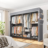 Raybee 76"W Heavy Duty Clothes Rack with Cover,1150LBS Wardrobe Closet,Adjustable Portable Closet for Bedroom