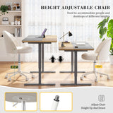 Vanity Chair with Wheels, Velvet Desk Chair, Armless Office Chair, Ergonomic Chair with Lumbar Support for Bedroom