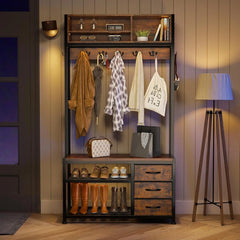 Raybee Hall Tree Coat Rack With Bench And Shoe Storage For