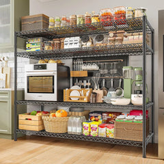 Reibii 55.5W Wire Shelves, 2560lbs Heavy Duty Metal Shelving Units, Adjustable Storage Rack for Garage Kitchen pantry