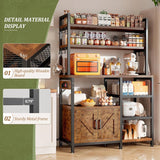 EnHomee 6-Tier Bakers Rack With Outlet, Microwave Stand With Storage Cabinet, Side Hooks & Utility Shelf For Kitchen