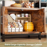 EnHomee 6-Tier Bakers Rack With Outlet, Microwave Stand With Storage Cabinet, Side Hooks & Utility Shelf For Kitchen