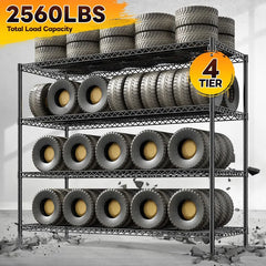 Reibii 55.5W Wire Shelves, 2560lbs Heavy Duty Metal Shelving Units, Adjustable Storage Rack for Garage Kitchen pantry