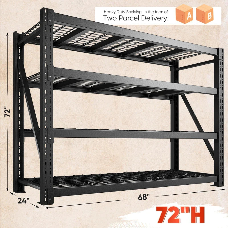 REIBII Steel Heavy Duty Shelving Adjustable Industrial Storage Racks S ...