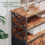 50" TV  Stand  Dresser for Bedroom with 5 Fabric Drawers and Wood Open Shelves for Living Room, Entryway, Closet