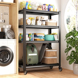 REIBII 59.8"H 4-Tier Rolling Metal Shelving Rack 530LBS Adjustable Shelving Units for Pantry, Kitchen, Basement