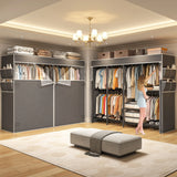 Raybee 76"W Heavy Duty Clothes Rack with Cover,1150LBS Wardrobe Closet,Adjustable Portable Closet for Bedroom