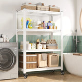 REIBII 59.8"H 4-Tier Rolling Metal Shelving Rack 530LBS Adjustable Shelving Units for Pantry, Kitchen, Basement