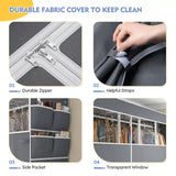 Raybee 76"W Heavy Duty Clothes Rack with Cover,1150LBS Wardrobe Closet,Adjustable Portable Closet for Bedroom