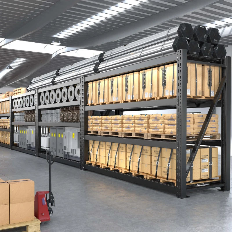 REIBII 77" W Garage Shelving, Heavy Duty Metal Shelving Unit for Storage,Adjustable shelves for Basement, Garage, Warehouse