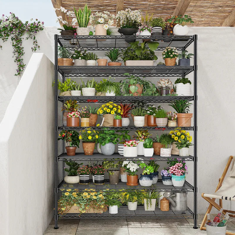  Heavy Duty Storage Shelves, Tall Adjustable Metal Shelving Units with Spider Web Design, Tool-Free Assembly for Garage, Warehouse, Pantry Organization