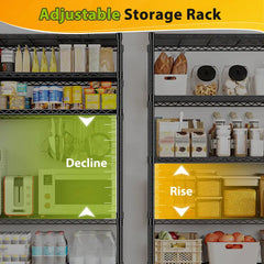 Reibii 60" W x 73" H Wire Storage Shelves on Wheels, 5-Shelf Adjustable, 3200lbs Heavy Duty Metal Shelving for Garage Kitchen Pantry