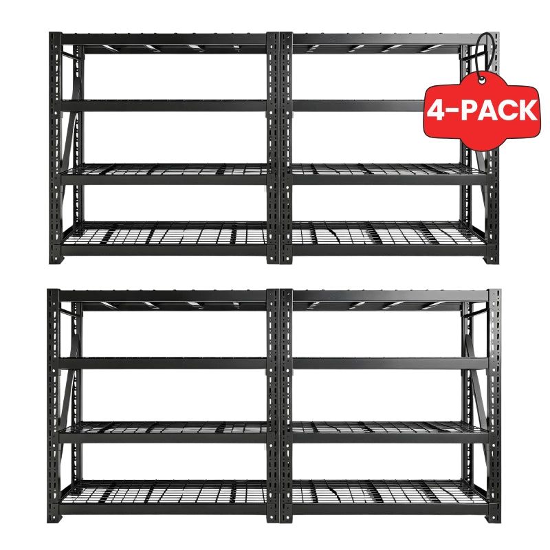 REIBII 77" W Garage Shelving, Heavy Duty Metal Shelving Unit for Storage,Adjustable shelves for Basement, Garage, Warehouse