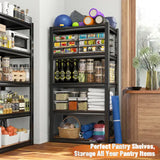 REIBII 5 Tier Laminated Metal Shelving Unit Adjustable Storage Utility Rack Heavy Duty Shelves for Kitchen Garage Pantry
