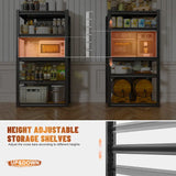 REIBII 5 Tier Laminated Metal Shelving Unit Adjustable Storage Utility Rack Heavy Duty Shelves for Kitchen Garage Pantry