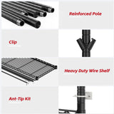 Reibii 55.5"W Wire Shelves,3200 lbs Heavy Duty Storage Shelves, Metal Shelves for Garage Kitchen Basement