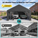 REIBII Heavy Duty Carport, 20x20 FT Portable Garage Carport, All Weather Portable Garage Shelter,  Removable Sidewalls, Outdoor Storage & Party Tent