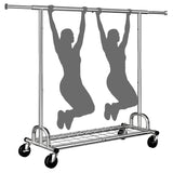 Raybee 75"W Rolling Clothes Rack with Storage Shelves, Wheeled Metal Clothes Organizer for Bedroom, Laundry & Dorm