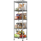 Reibii 12" Narrow 5-Tier Wire Shelving Unit, Metal Storage Rack for Closet, Bathroom & Kitchen