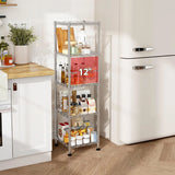 Reibii 12" Narrow 5-Tier Wire Shelving Unit, Metal Storage Rack for Closet, Bathroom & Kitchen