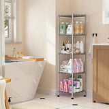 Reibii 12" Narrow 5-Tier Wire Shelving Unit, Metal Storage Rack for Closet, Bathroom & Kitchen